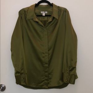 NWT Coldwater Creek Olive Green Satin Blouse